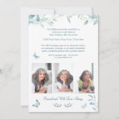 Invitation Fête de la vie 4 Photo Funérailles papillon (Dos)