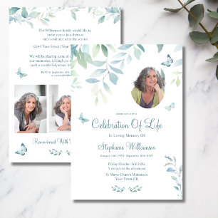 Invitation Fête de la vie 4 Photo Funérailles papillon