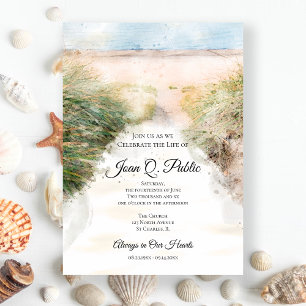 Invitation Fête de la vie à l'aquarelle de la plage naturelle