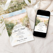 Invitation Fête de la vie à l'aquarelle de la plage naturelle