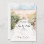 Invitation Fête de la vie à l'aquarelle de la plage naturelle (Devant)