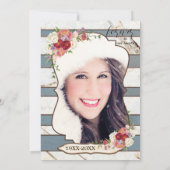 Invitation Fête de la vie à rayures florales Photo (Dos)