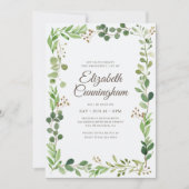 Invitation Fête de la vie Aquarelle Foliage Verdure (Devant)