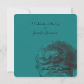 Invitation Fête de la vie Carré Invitation, nom, Rose Turquoi (Devant)