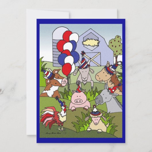 Invitation Fête de la vie dans le pays Americana (Devant)