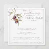 Invitation Fête de la Vie de la Branche de l'Olive aquarelle (Dos)