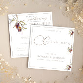 Invitation Fête de la Vie de la Branche de l'Olive aquarelle