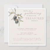 Invitation Fête de la Vie de la Branche de l'Olive aquarelle (Dos)