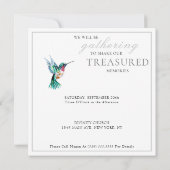 Invitation Fête de la vie des colibris d'aquarelle (Dos)