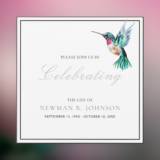 Invitation Fête de la vie des colibris d'aquarelle