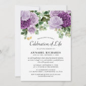 Invitation Fête de la vie des fleurs pourpres d'aquarelle (Devant)