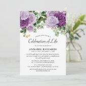 Invitation Fête de la vie des fleurs pourpres d'aquarelle (Debout devant)