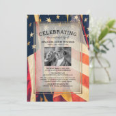 Invitation Fête de la vie Drapeau patriotique Photo (Debout devant)