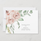 Invitation Fête de la vie du Rose Aquarelle (Devant)