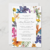 Invitation Fête de la vie Dusty Boho été Floral (Devant)