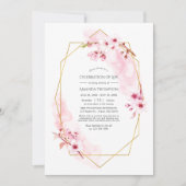 Invitation Fête de la vie en fleurs de cerisier rose géométri (Devant)