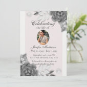Invitation Fête de la vie en rose gris féminin (Debout devant)