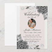 Invitation Fête de la vie en rose gris féminin (Devant / Derrière)