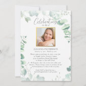 Invitation Fête de la vie Eucalyptus Funérailles Photos (Devant)