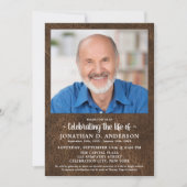 Invitation Fête De La Vie Faux Cuir Photo Funérailles (Devant)