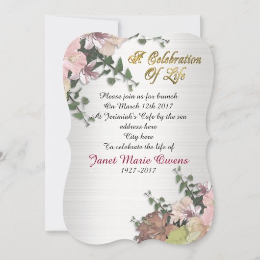 Invitation Fête de la vie Fleurs d'invitation et Ivy (Devant)