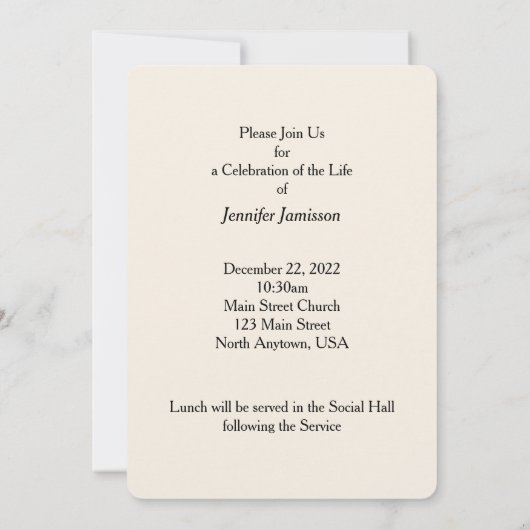 Invitation Fête de la vie, Floral, Yucca en fleurs (Dos)