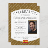 Invitation FÊTE DE LA VIE Funérailles commémoratives ESPAGNE  (Devant / Derrière)