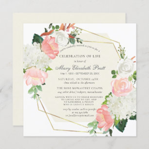 Invitation Fête de la vie Funérailles Rose Rose Rose Rose Ros