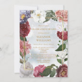 Invitation Fête de la vie funéraire de l'hiver Photo florale (Devant)