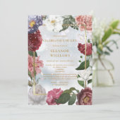 Invitation Fête de la vie funéraire de l'hiver Photo florale (Debout devant)