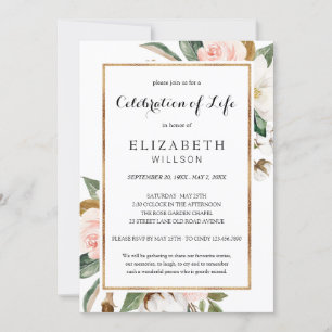 Invitation Fête de la vie funéraire Mémorial Blush Floral