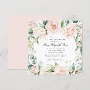 Invitation Fête de la vie Funéraire Photo Rose Floral