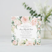 Invitation Fête de la vie Funéraire Photo Rose Floral (Debout devant)