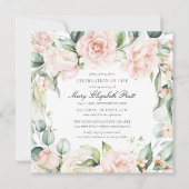 Invitation Fête de la vie Funéraire Photo Rose Floral (Devant)