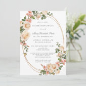 Invitation Fête de la vie Funéraire Photo rose florale (Debout devant)