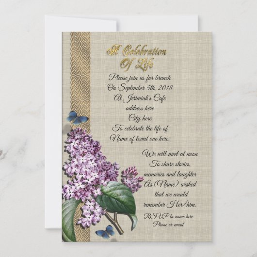 Invitation Fête de la vie Lilacs (Devant)