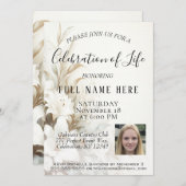 Invitation Fête de la vie - Photo & Fleurs (Devant / Derrière)