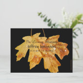 Invitation Fête de la vie, Raindrops Autumn Leaf (Debout devant)