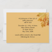 Invitation Fête de la vie, Raindrops Autumn Leaf (Dos)