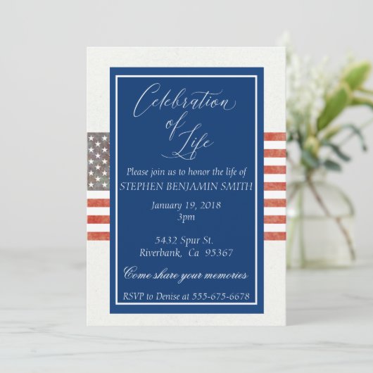 Invitation Fête de la vie Service commémoratif Ancien drapeau (Debout devant)