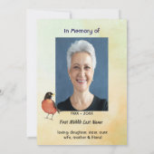 Invitation Fête de la vie Service Robin Garden Bird (Dos)