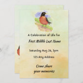 Invitation Fête de la vie Service Robin Garden Bird (Devant / Derrière)