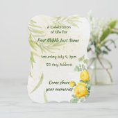 Invitation Fête de la vie Service Roses Jaunes Fleurs (Debout devant)