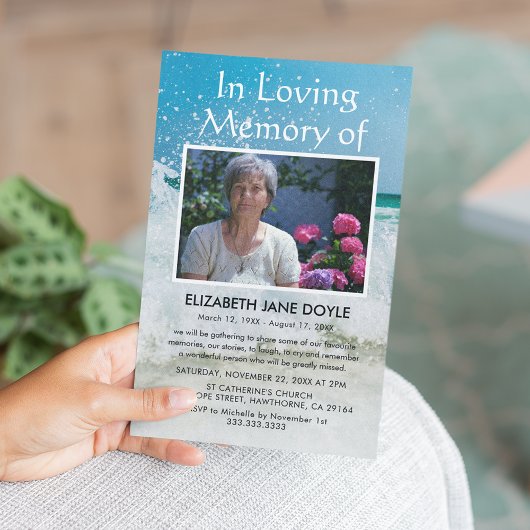 Invitation Fête de la vie sur la plage | Funérailles océaniqu