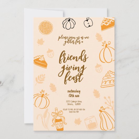 Invitation Fête de l'Action d'Ami Automne Dîner d'automne (Devant)