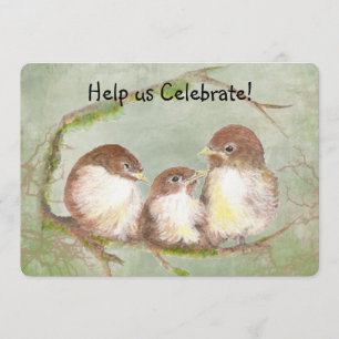 Invitation Fête de l'adoption Sweet Bird Family Art