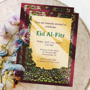 Invitation Fête de l'Aïd Fête ornementale Crimson Red Eid Par