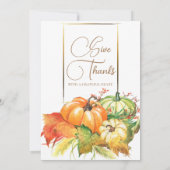 Invitation Fête de l'Ami Citrouille Thanksgiving Dîner (Dos)