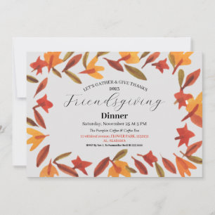 Invitation Fête de l'Ami Dîner d'Action de grâce Automne