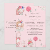 Invitation Fête de Lange Thème Lapin Rose (Devant / Derrière)